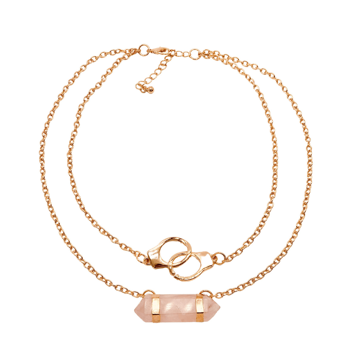 HANDCUFF ACCENTED ROSE QUARTZ NECKLACE - Energy Wicks