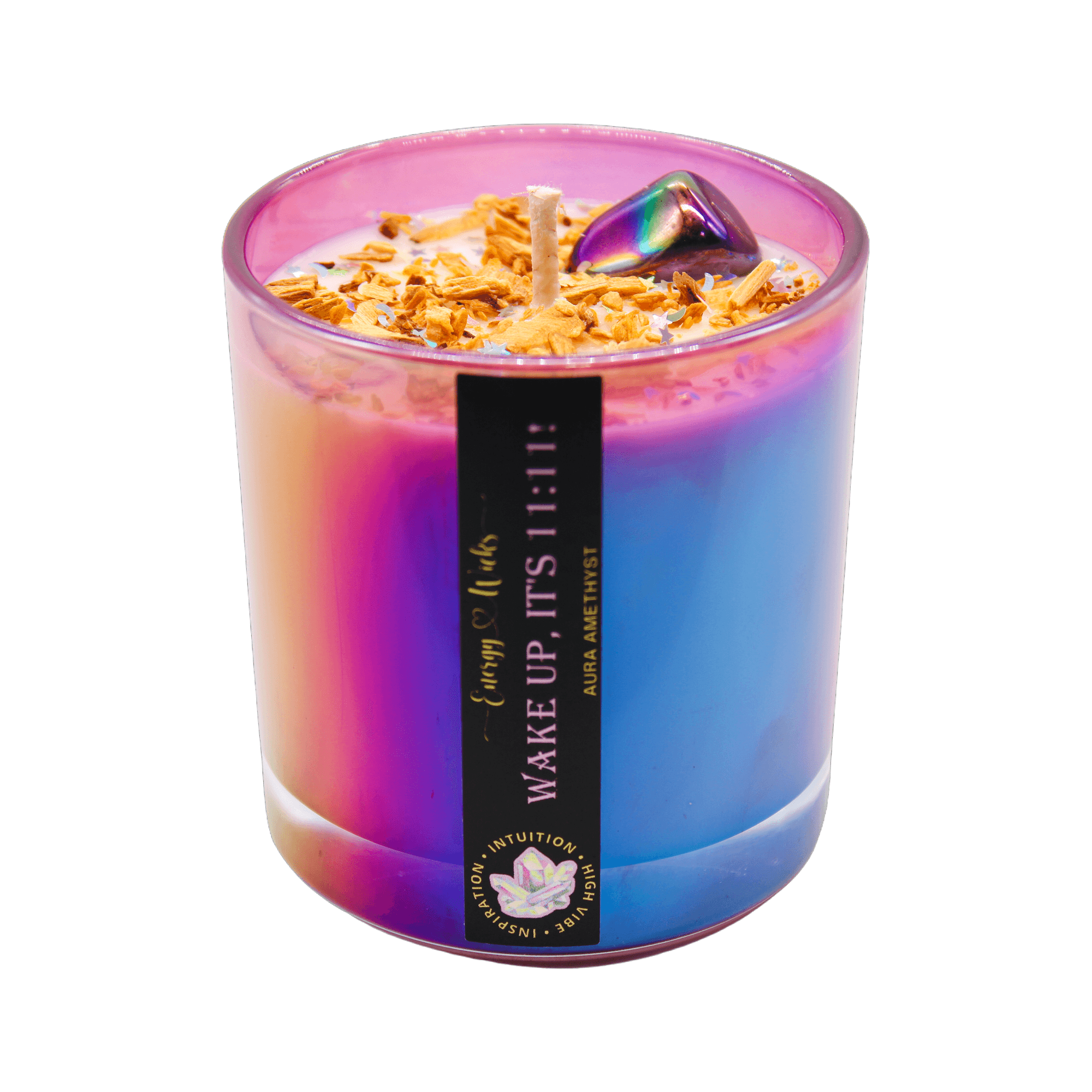 Aura Amethyst Candle with Palo Santo - Energy Wicks
