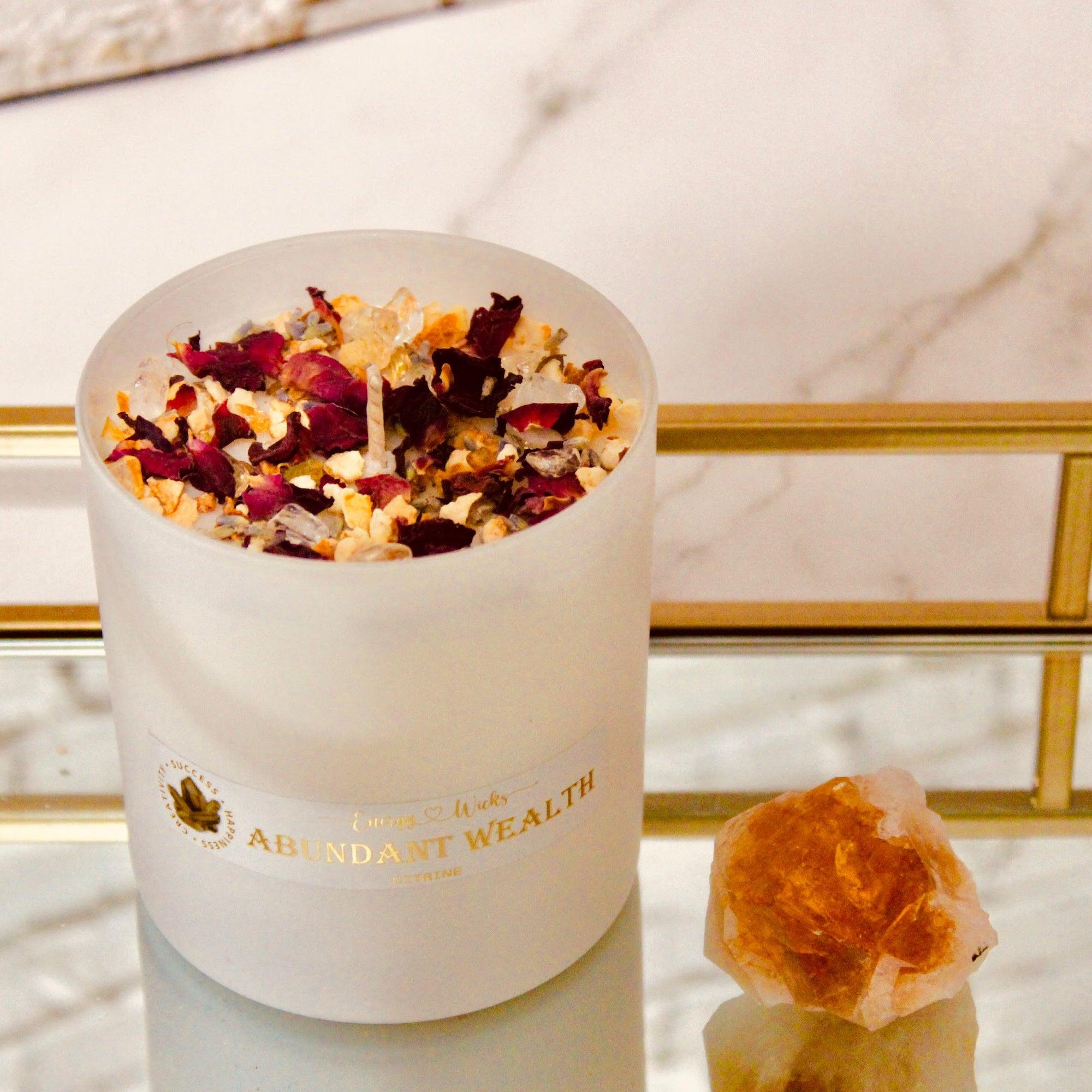 Citrine Crystal Candle - Energy Wicks