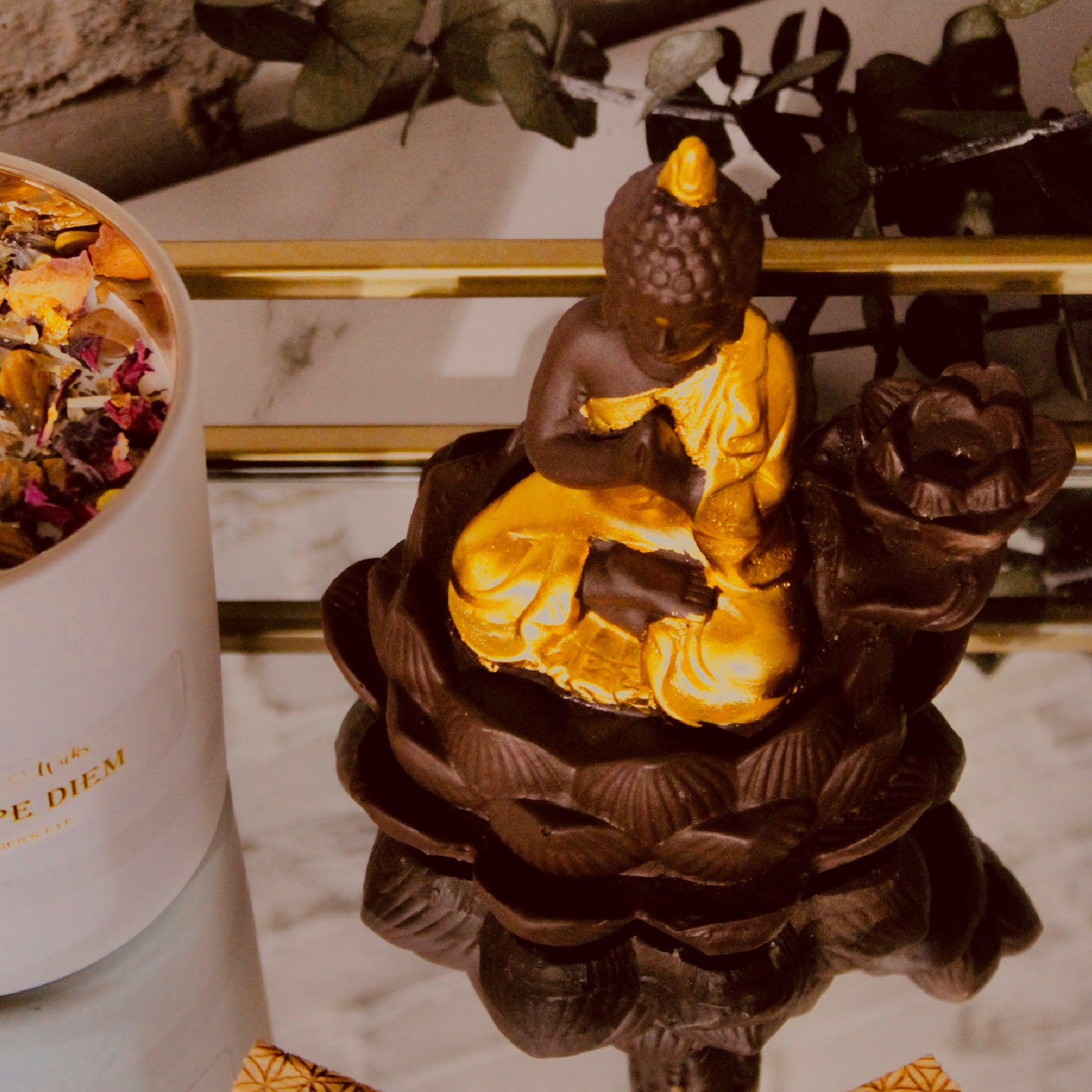 LOTUS BUDDHA BACK FLOW INCENSE BURNER - Energy Wicks
