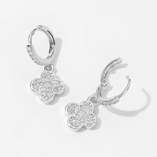 CZ Quatrefoil Dangle Huggie Earrings