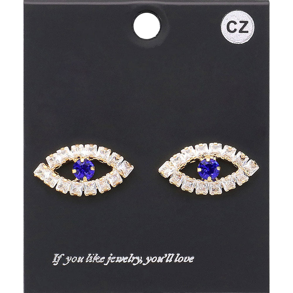 CZ Evil Eye Stud Earrings