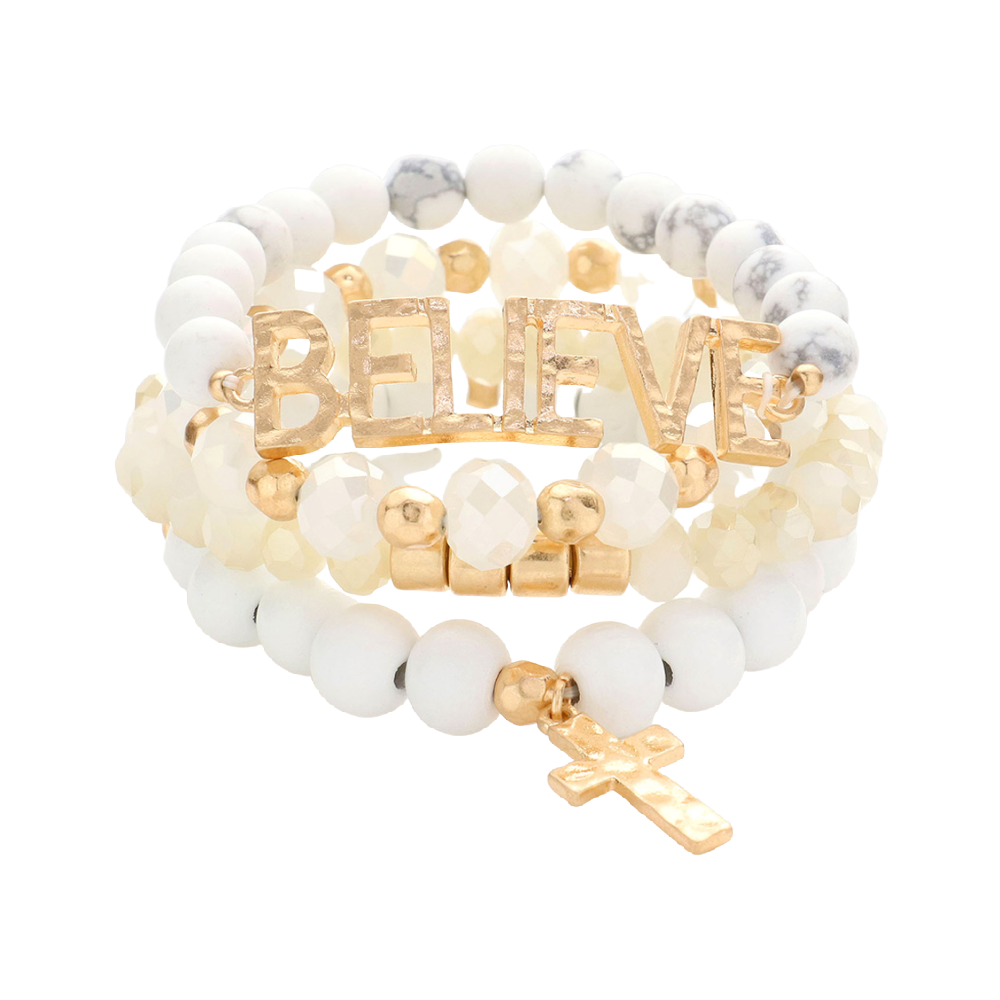 "Believe" Howlite Bracelet Set