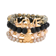 "Love" Dalmatian Jasper Bracelet Set