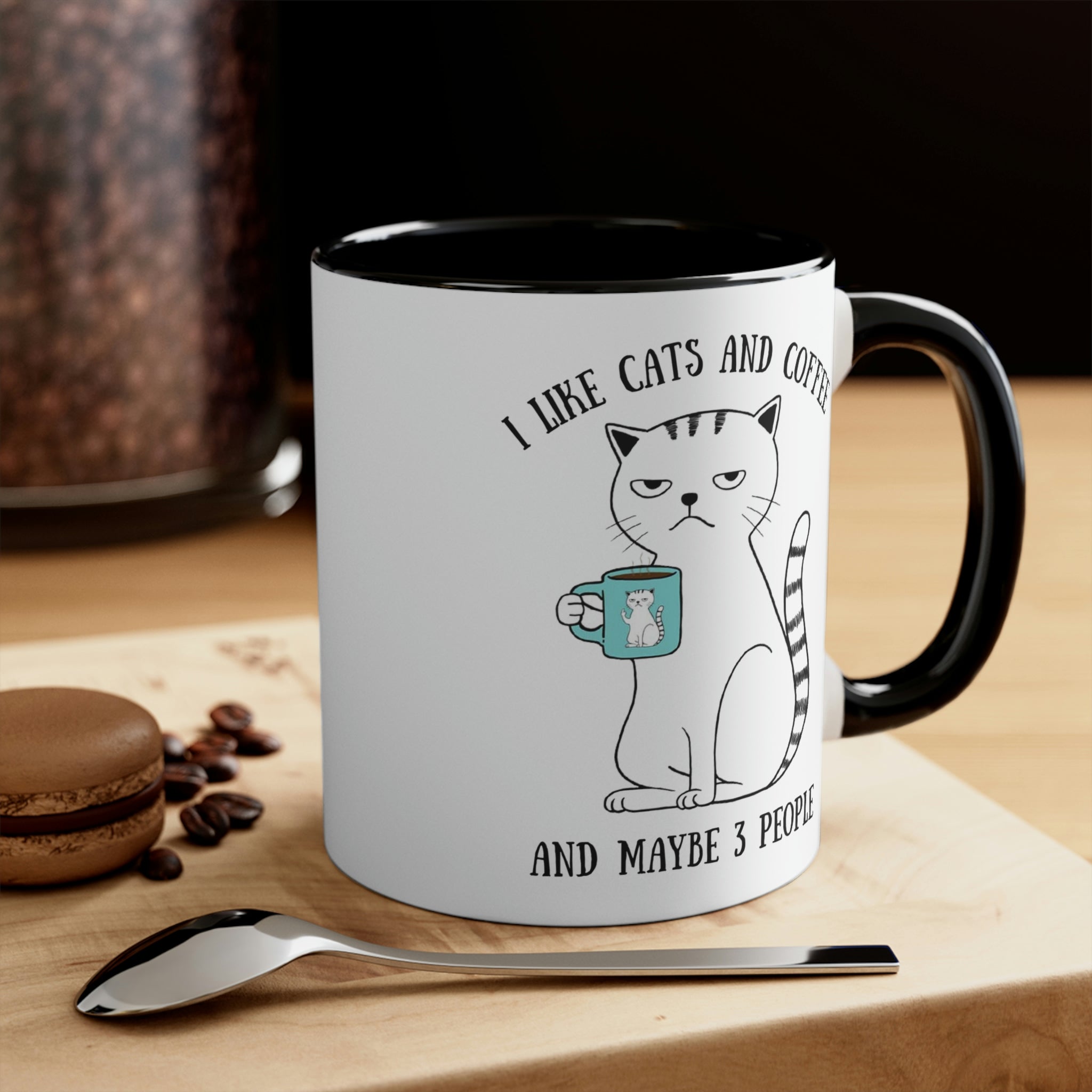 I Like Cats And Coffee And Maybe 3 People Coffee Mug | Funny Mug | Cat Mug | Gift For Cat Lover